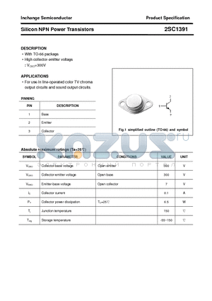 2SC1391 datasheet - Silicon NPN Power Transistors