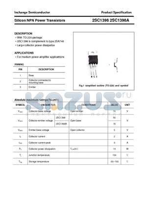 2SC1398A datasheet - Silicon NPN Power Transistors