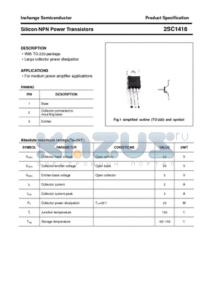 2SC1418 datasheet - Silicon NPN Power Transistors