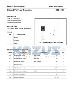 2SC1501 datasheet - Silicon NPN Power Transistors