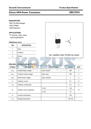 2SC1514 datasheet - Silicon NPN Power Transistors