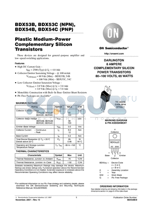 BDX53B_07 datasheet - Plastic Medium-Power Complementary Silicon Transistors