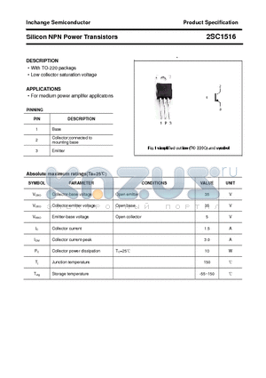 2SC1516 datasheet - Silicon NPN Power Transistors