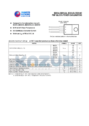 BDX54A datasheet - PNP SILICON POWER DARLINGTONS