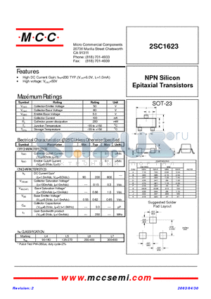 2SC1623 datasheet - NPN Silicon Epitaxial Transistors