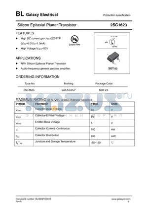 2SC1623 datasheet - Silicon Epitaxial Planar Transistor