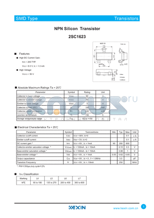 2SC1623 datasheet - NPN Silicon Transistor