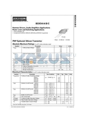 BDX54B datasheet - Hammer Drivers, Audio Amplifiers Applications Power Liner and Switching Applications