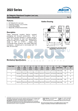 2023-6123-20 datasheet - Air Dielectric Directional Couplers Low Loss, Octave Bandwidth