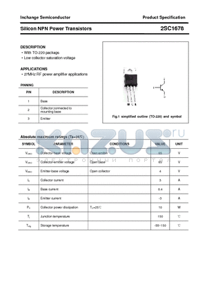 2SC1678 datasheet - Silicon NPN Power Transistors