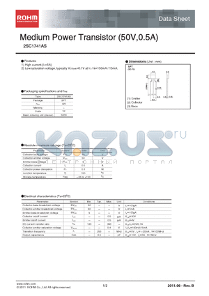 2SC1741AS datasheet - Medium Power Transistor (50V,0.5A)