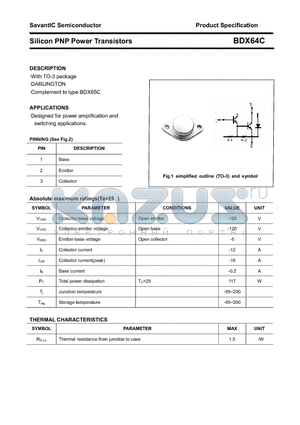 BDX64C datasheet - Silicon PNP Power Transistors