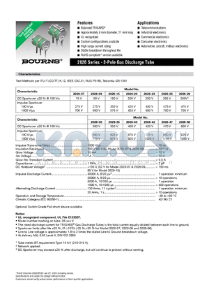 2026-35-C2F datasheet - 2026 Series - 3-Pole Gas Discharge Tube