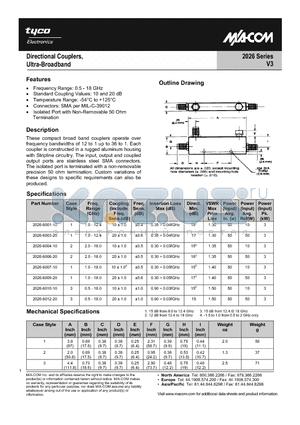 2026-6004-10 datasheet - Directional Couplers, Ultra-Broadband