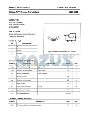 BDX67B datasheet - Silicon NPN Power Transistors