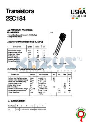 2SC184 datasheet - Transistors AM FREQUENCY CONVERTER IF AMPLIFIER