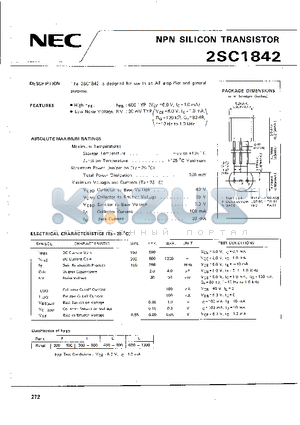 2SC1842 datasheet - NPN SILICON TRANSISTOR