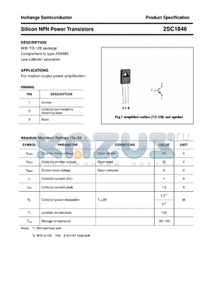 2SC1846 datasheet - Silicon NPN Power Transistors