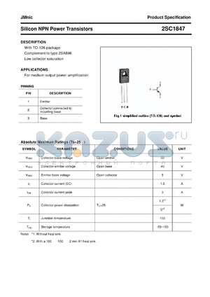 2SC1847 datasheet - Silicon NPN Power Transistors