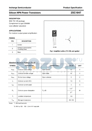 2SC1847 datasheet - Silicon NPN Power Transistors