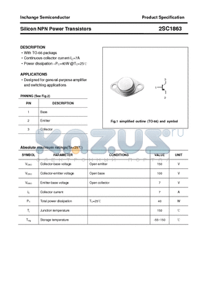 2SC1863 datasheet - Silicon NPN Power Transistors