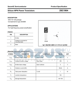 2SC1904 datasheet - Silicon NPN Power Transistors