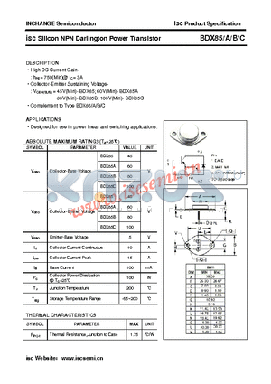 BDX85C datasheet - isc Silicon NPN Darlington Power Transistor