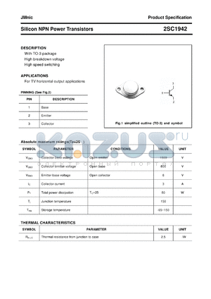 2SC1942 datasheet - Silicon NPN Power Transistors