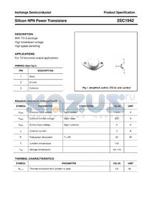 2SC1942 datasheet - Silicon NPN Power Transistors