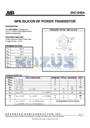 2SC1946A datasheet - NPN SILICON RF POWER TRANSISTOR