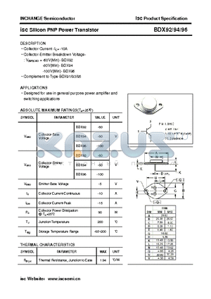 BDX94 datasheet - isc Silicon PNP Power Transistor