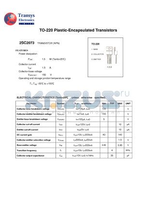 2SC2073 datasheet - Plastic-Encapsulated Transistors