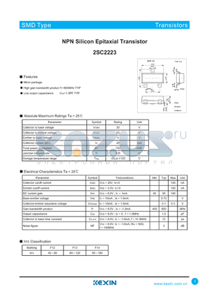 2SC2223 datasheet - NPN Silicon Epitaxial Transistor