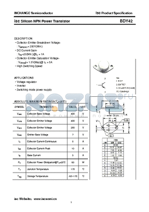 BDY42 datasheet - isc Silicon NPN Power Transistor