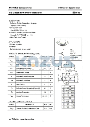 BDY46 datasheet - isc Silicon NPN Power Transistor
