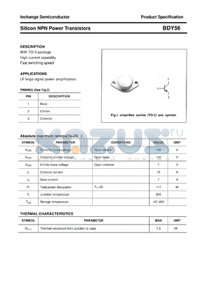 BDY56 datasheet - Silicon NPN Power Transistors