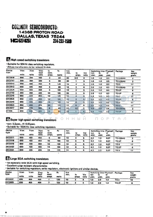 2SC2245 datasheet - High speed switching transistor