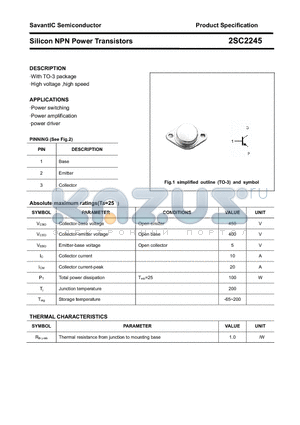 2SC2245 datasheet - Silicon NPN Power Transistors