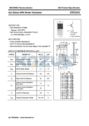 2SC2242 datasheet - isc Silicon NPN Power Transistor