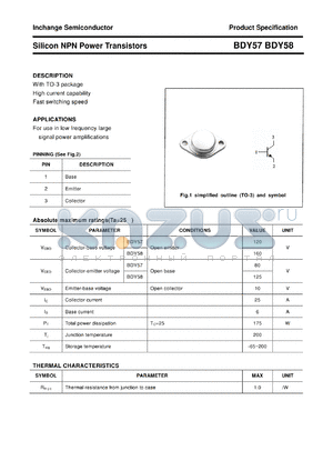 BDY57 datasheet - Silicon NPN Power Transistors