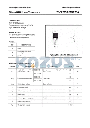 2SC2275 datasheet - Silicon NPN Power Transistors