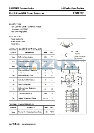 2SC2292 datasheet - isc Silicon NPN Power Transistor