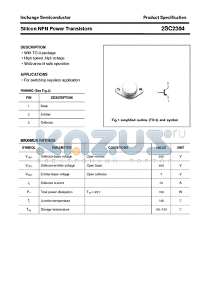 2SC2304 datasheet - Silicon NPN Power Transistors