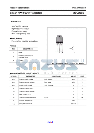 2SC2305 datasheet - Silicon NPN Power Transistors