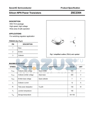 2SC2304 datasheet - Silicon NPN Power Transistors