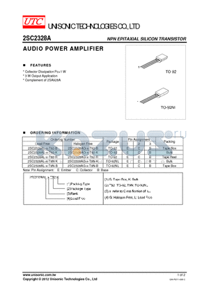 2SC2328AL-X-T9N-B datasheet - AUDIO POWER AMPLIFIER