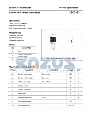 2SC2333 datasheet - Silicon NPN Power Transistors