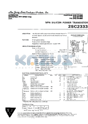 2SC2333 datasheet - NPN SILICON POWER TRANSISTOR