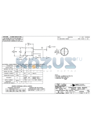 13444-01 datasheet - CAPACITOR, ALEL, RADIAL, 820uF, -20% 25V