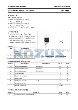 2SC2335 datasheet - Silicon NPN Power Transistors